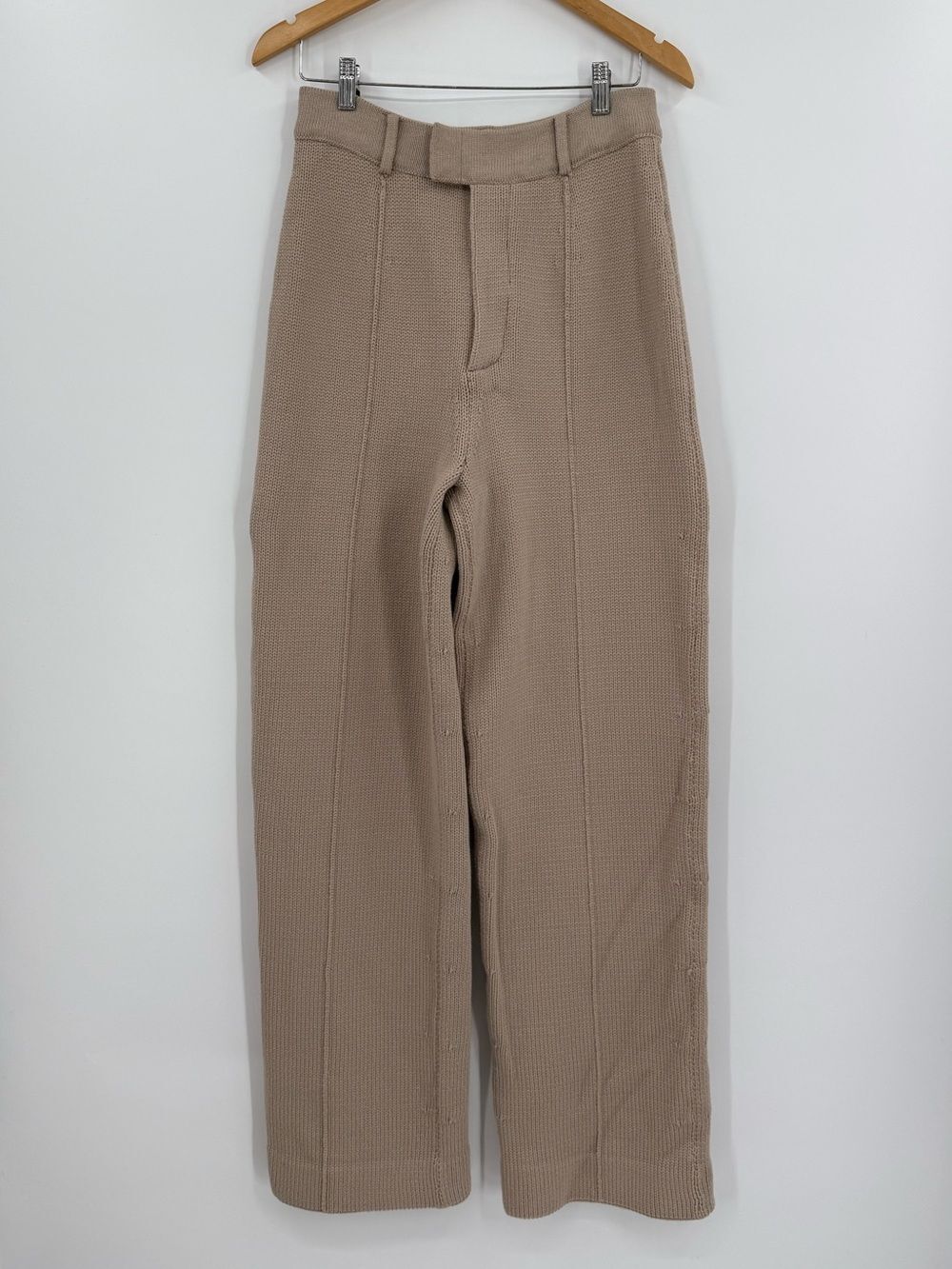 JLUXLABEL Knit High Waist Trousers | Tan | Size L